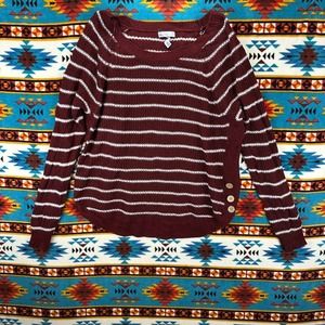 Juniper Lane Maternity Sweater‎ Knit Striped Button Detail XL